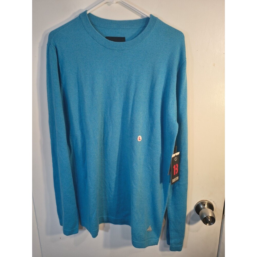 NWT Burton Stowe Sweater Mens Large Heather Bombay Blue Knit Crewneck Mountain L